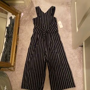 Black and white striped jumpsuit for girls